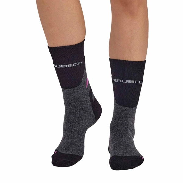 Skarpety Damskie Trekking Merino Brubeck Grafitowo / Fuksjowe (SC5003W)
