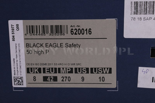 Buty Robocze Haix Black Eagle Safety 50 High P Gore-Tex Czarne Nowe II Gatunek